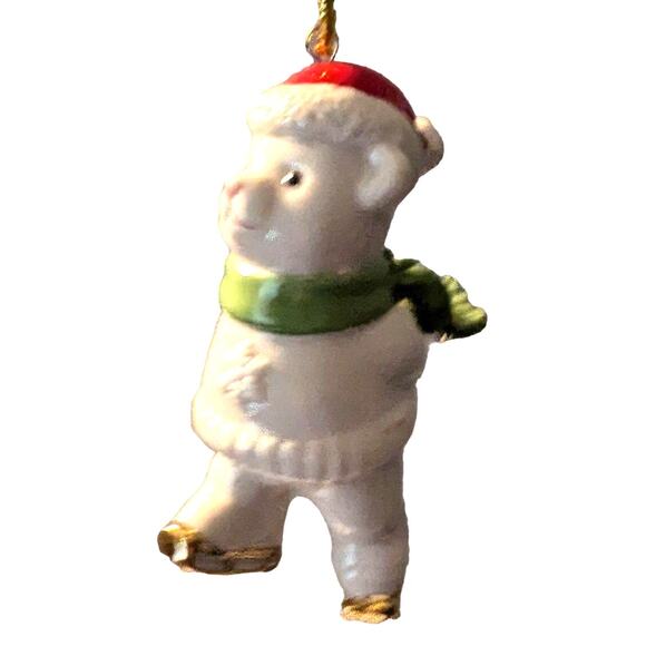 New in Box Lenox Bear on Ice Skates Collectible Ceramic Christmas Tree Ornament - Picture 4 of 6